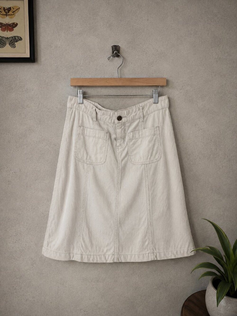 Vintage Roxy Corduroy Patch Pocket Utility Skirt Cotton Beige Juniors 7